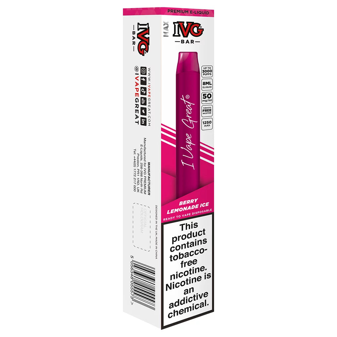 IVG BAR DISPOSABLE 3000 PUFFS - BERRY LEMONADE
