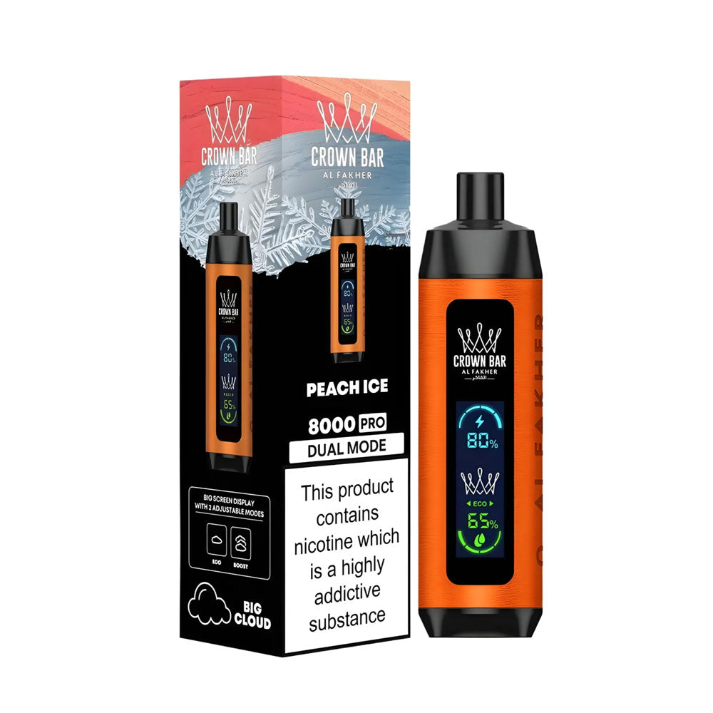 AL FAKHER CROWN BAR DISPOSABLE  PEACH ICE 8000 PUFFS