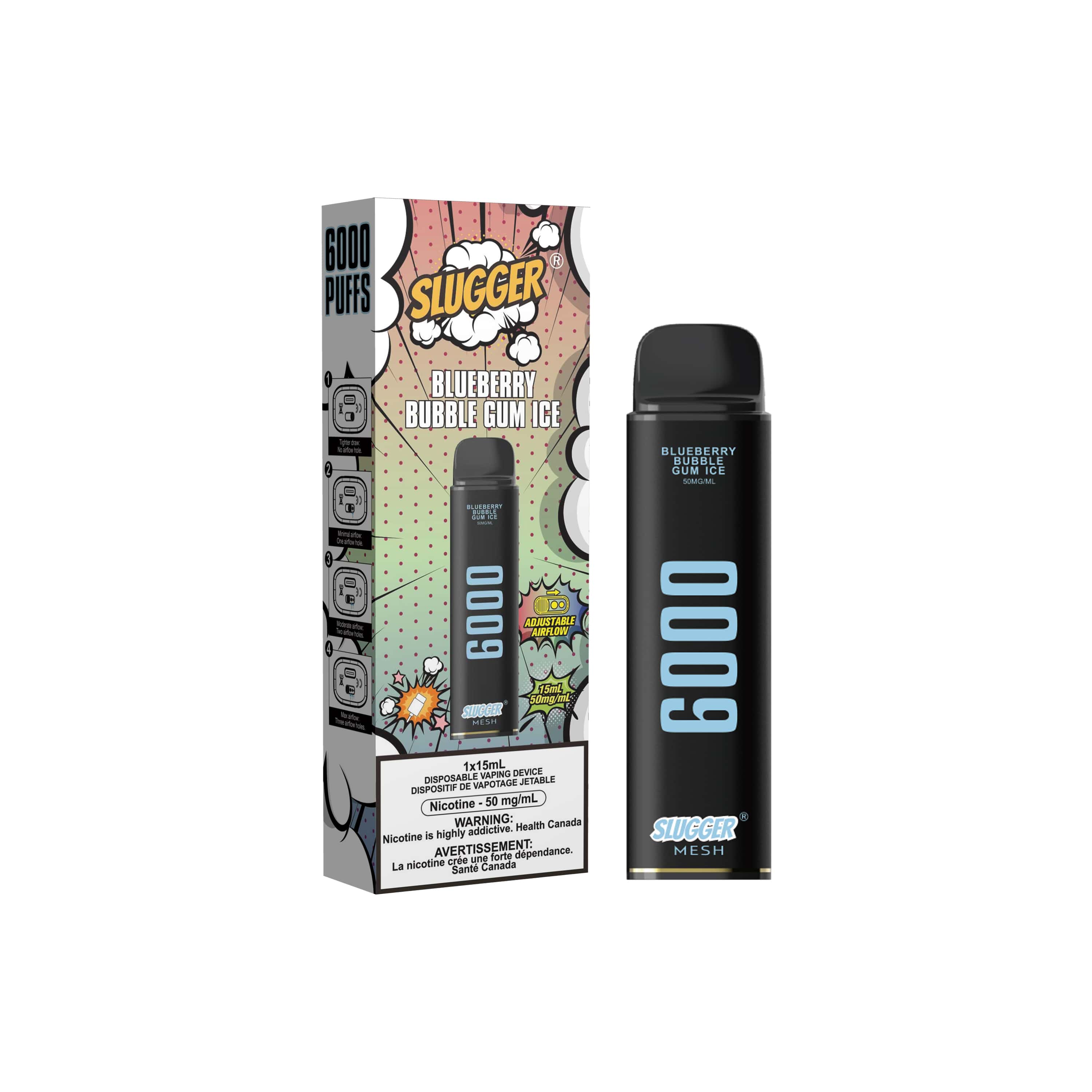 SLUGGER DISPOSABLE 6000 PUFFS BLUEBERRY BUBBLE GUM ICE