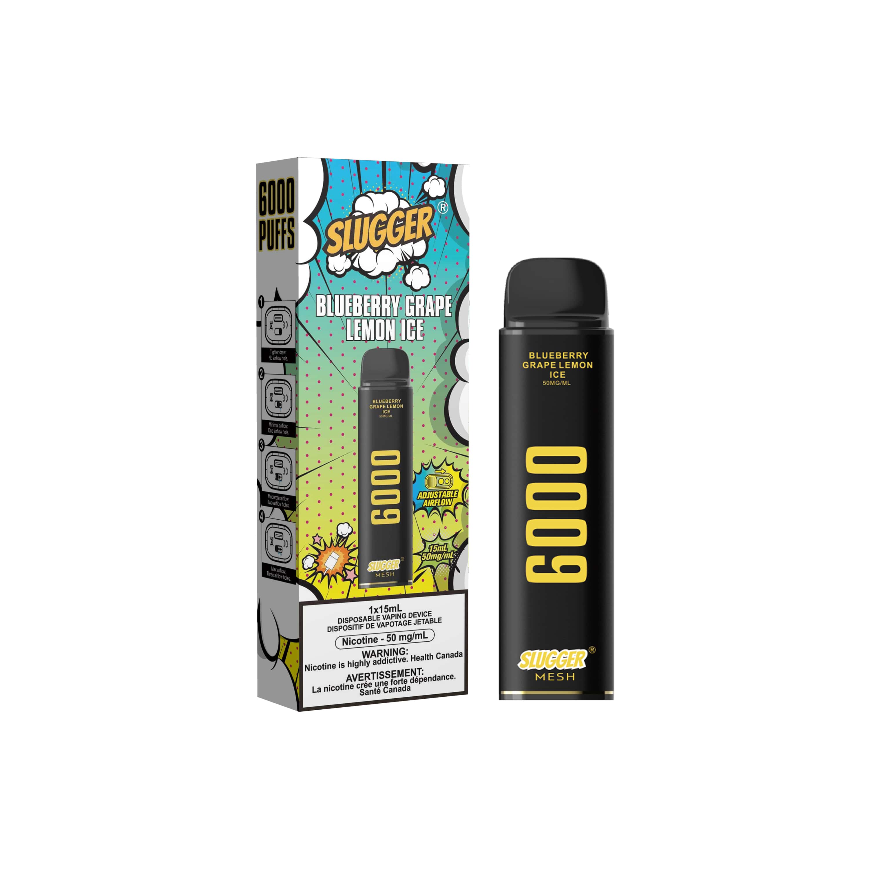 SLUGGER DISPOSABLE 6000 PUFFS BLUEBERRY GRAPE LEMON ICE