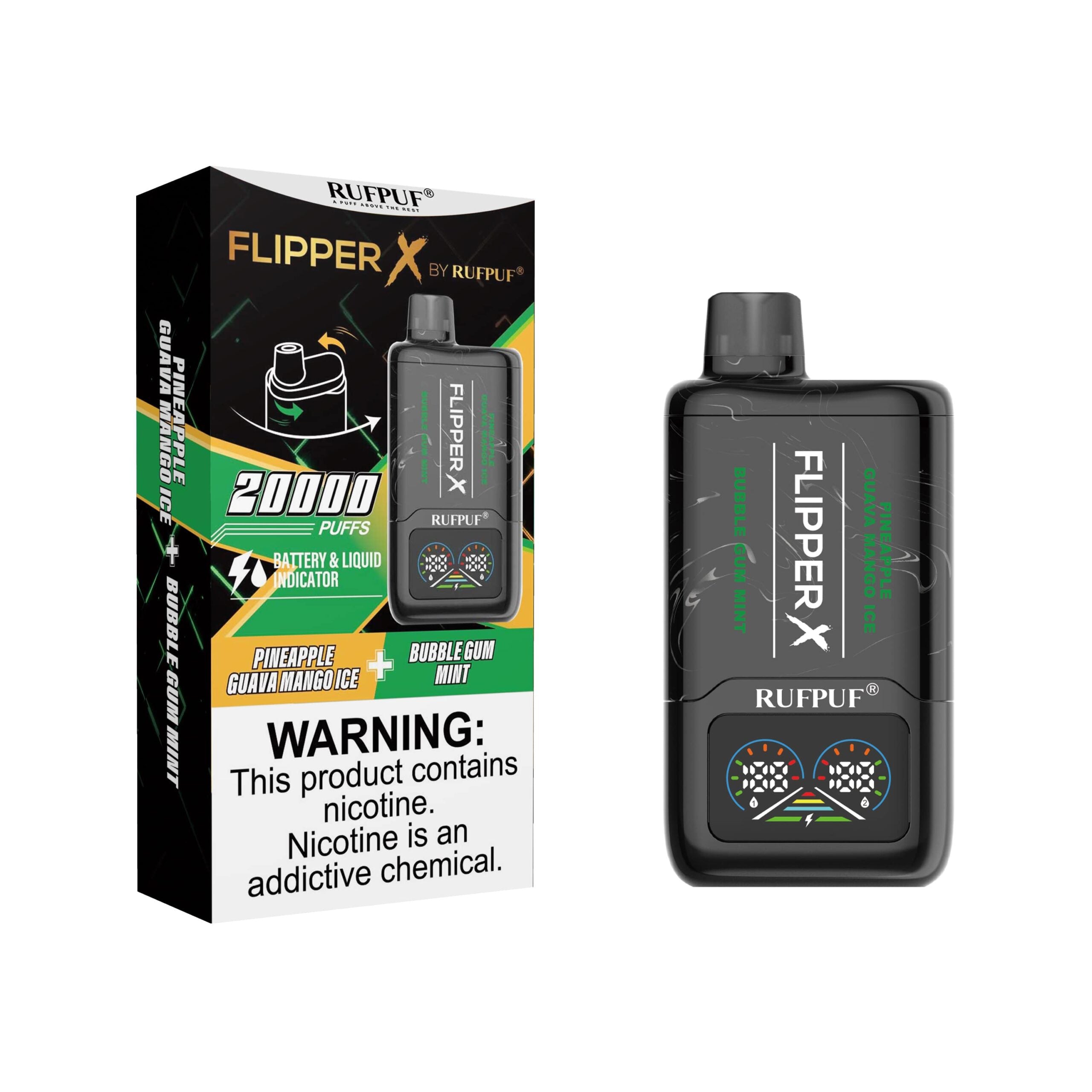 FLIPPER X 20K PUFFS - Pineapple Guava Mango + Bubble Gum Mint