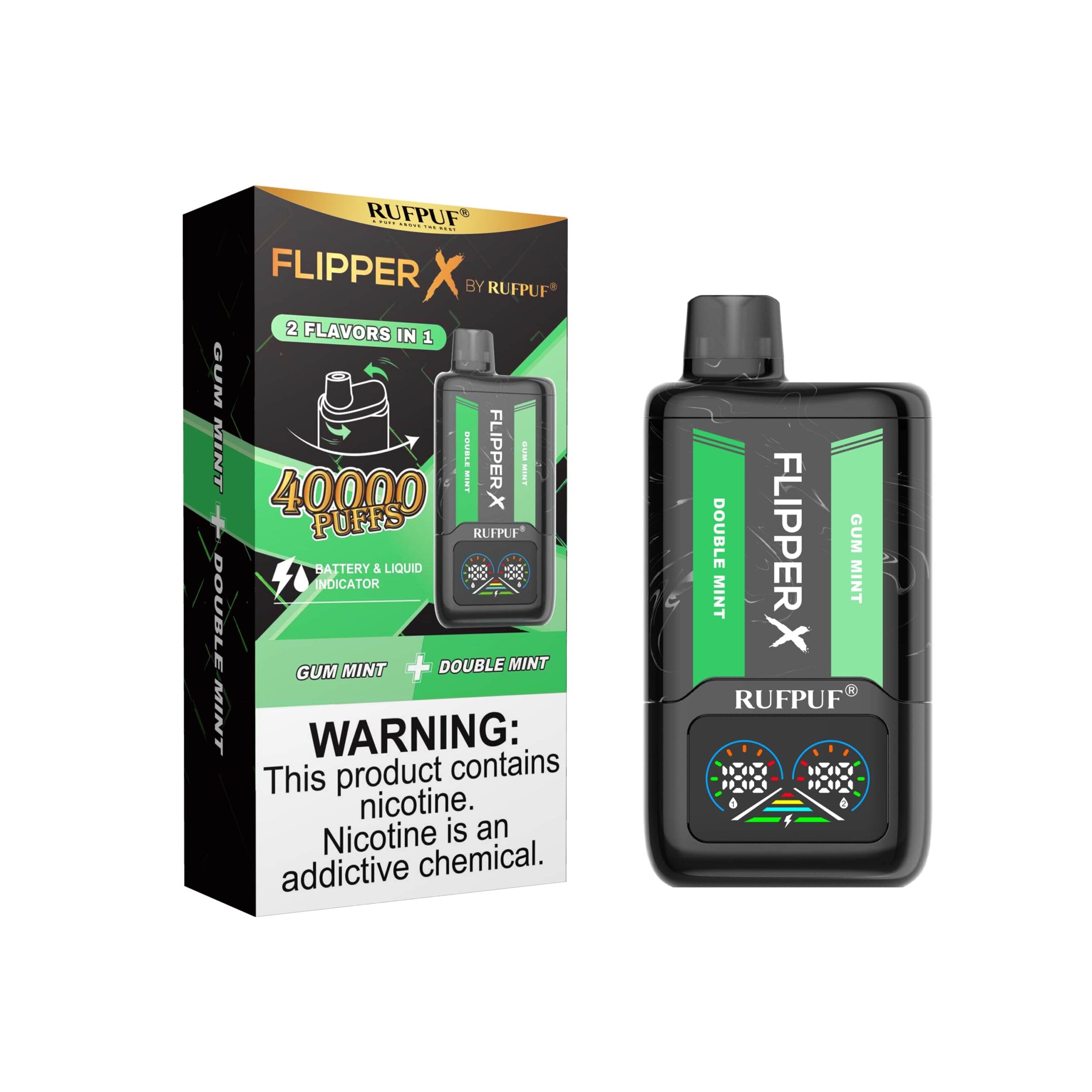 FLIPPER X 40K PUFFS  GUM MINT + DOUBLE MINT