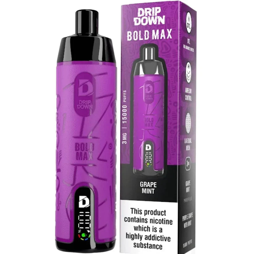 DRIP DOWN BOLD MAX 15000 PUFFS 3MG DISPOSABLE - Grape Mint