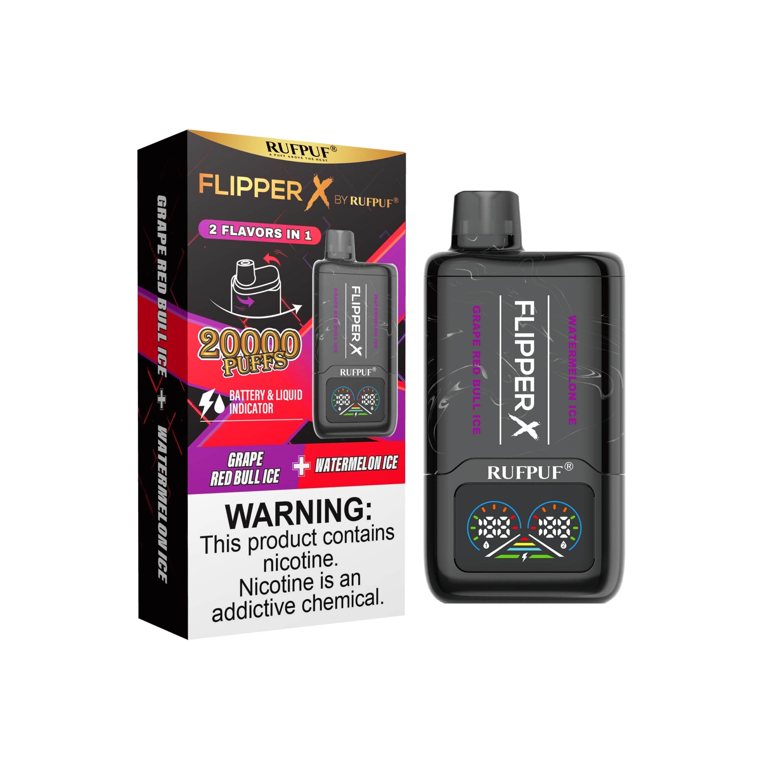 FLIPPER X 20K PUFFS - Watermelon Ice + Grape Red Bull Ice