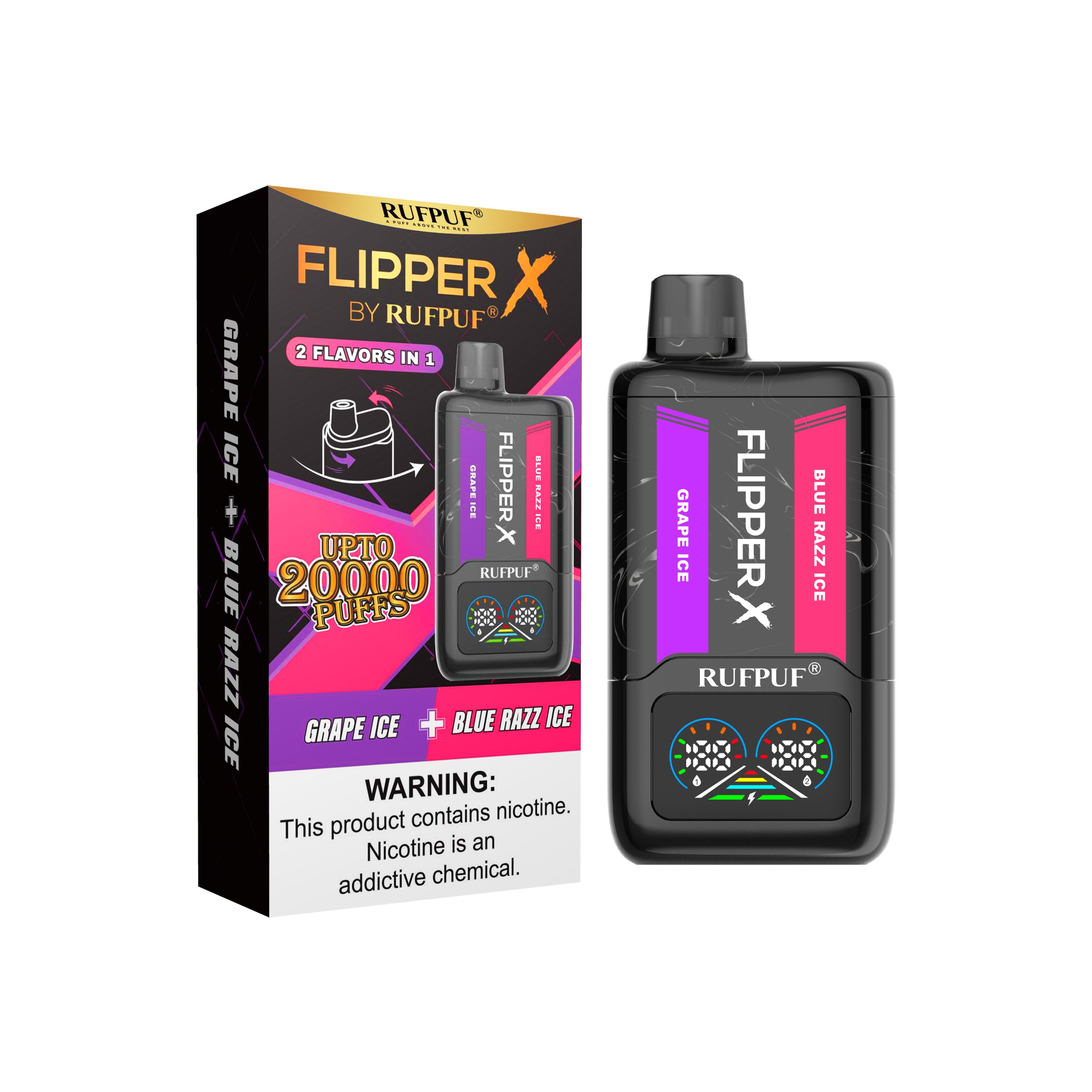 FLIPPER X 20K PUFFS - Blue Razz Ice + Grape Ice