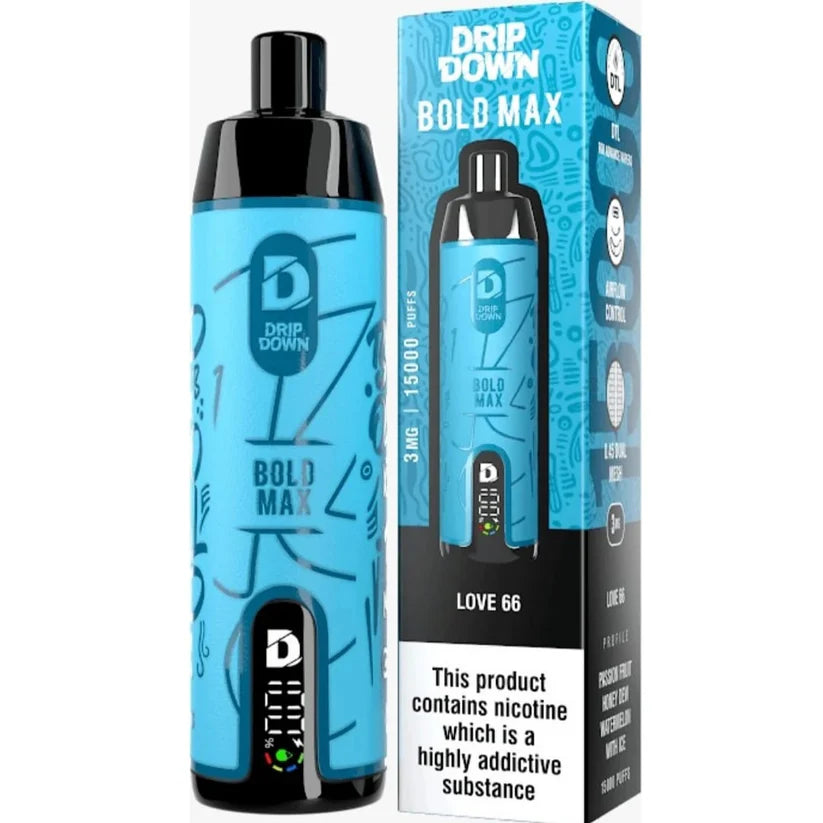 DRIP DOWN BOLD MAX 15000 PUFFS 3MG DISPOSABLE - LOVE-66