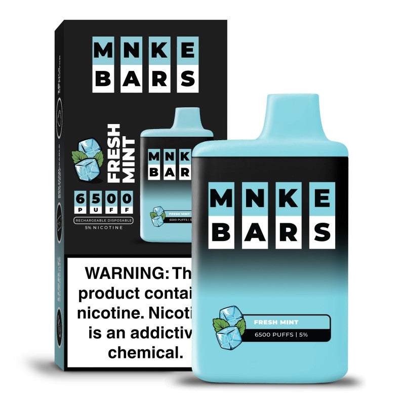 MNKE BARS DISPOSABLE – 6500 PUFFS - FRESH MINT / 50 MG