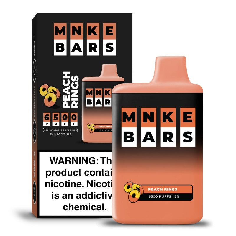 MNKE BARS DISPOSABLE – 6500 PUFFS - PEACH RINGS / 50 MG