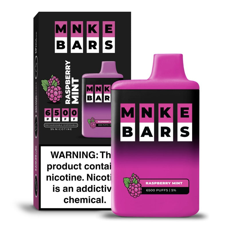 MNKE BARS DISPOSABLE – 6500 PUFFS - RASBERRY MINT / 50 MG