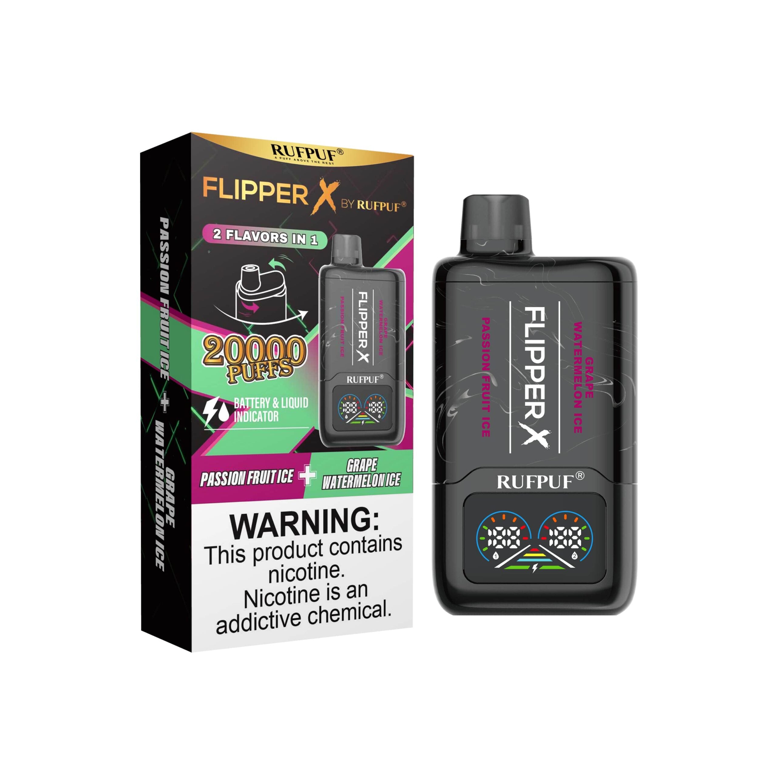 FLIPPER X 20K PUFFS - Grape Watermelon Ice + Passion Fruit Ice