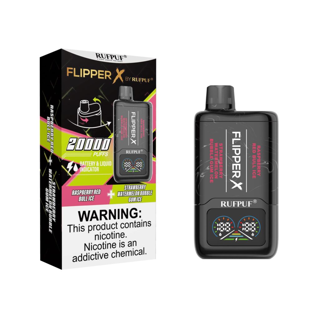 FLIPPER X 20K PUFFS - Raspberry Red Bull Ice + Strawberry Watermelon Bubble Gum Ice / Rufpuf