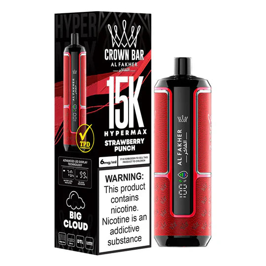 AL FAKHER CROWN BAR DISPOSABLE STRAWBERRY PUNCH 15000 PUFFS