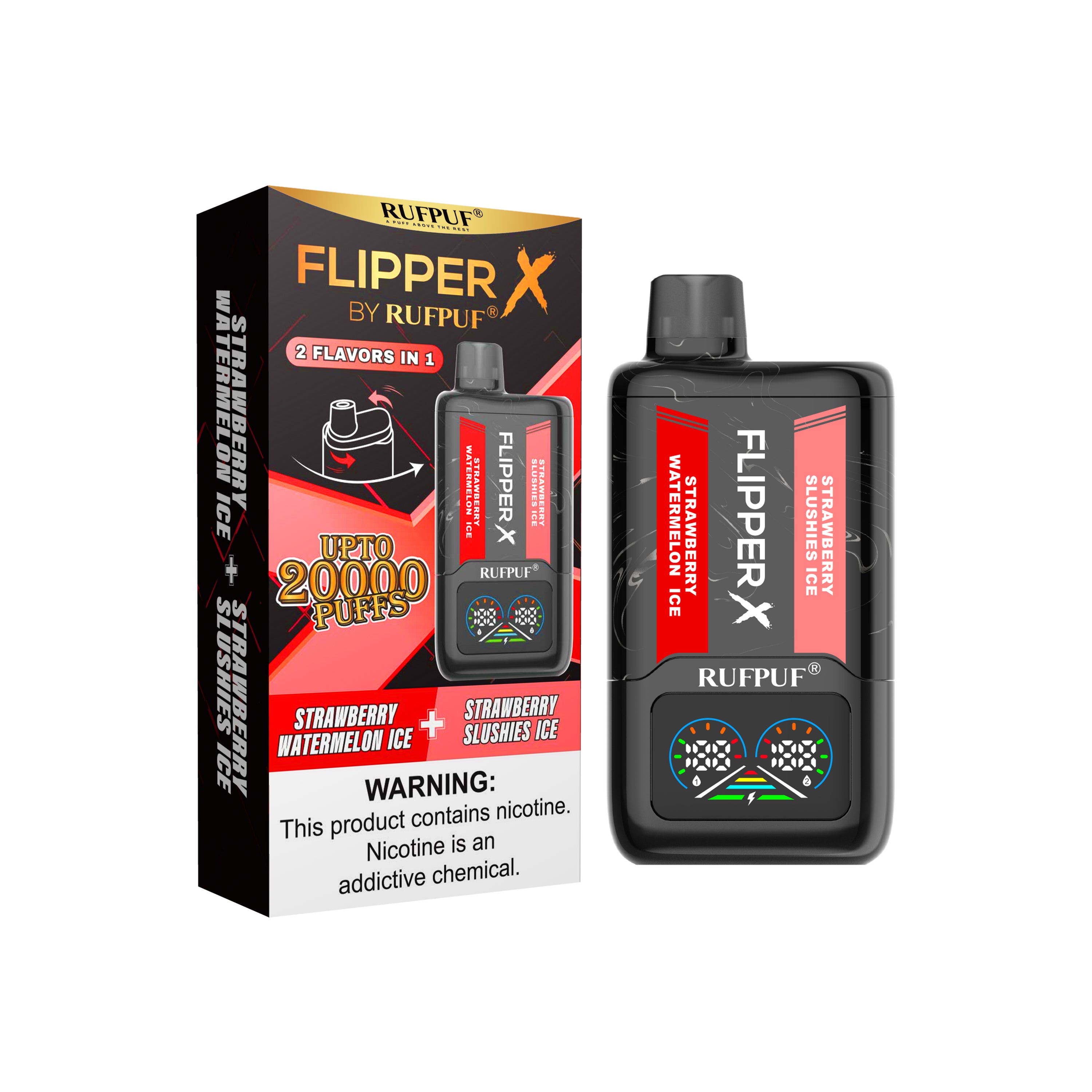 FLIPPER X 20K PUFFS STRAWBERRY WATERMELON ICE + STRAWBERRY SLUSHIES