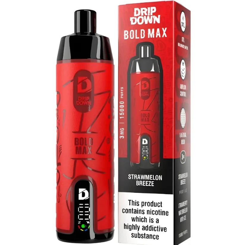 DRIP DOWN BOLD MAX 15000 PUFFS 3MG DISPOSABLE - STRAWMELON BREEZE