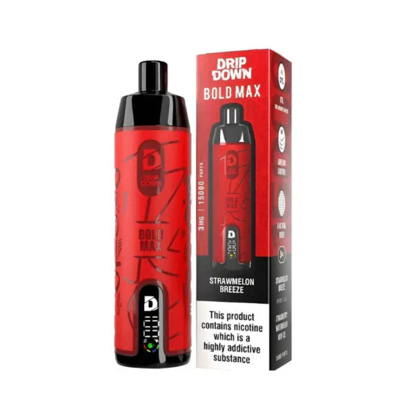 DRIP DOWN BOLD MAX 15000 PUFFS DISPOSABLE - STRAWMELON BREEZE