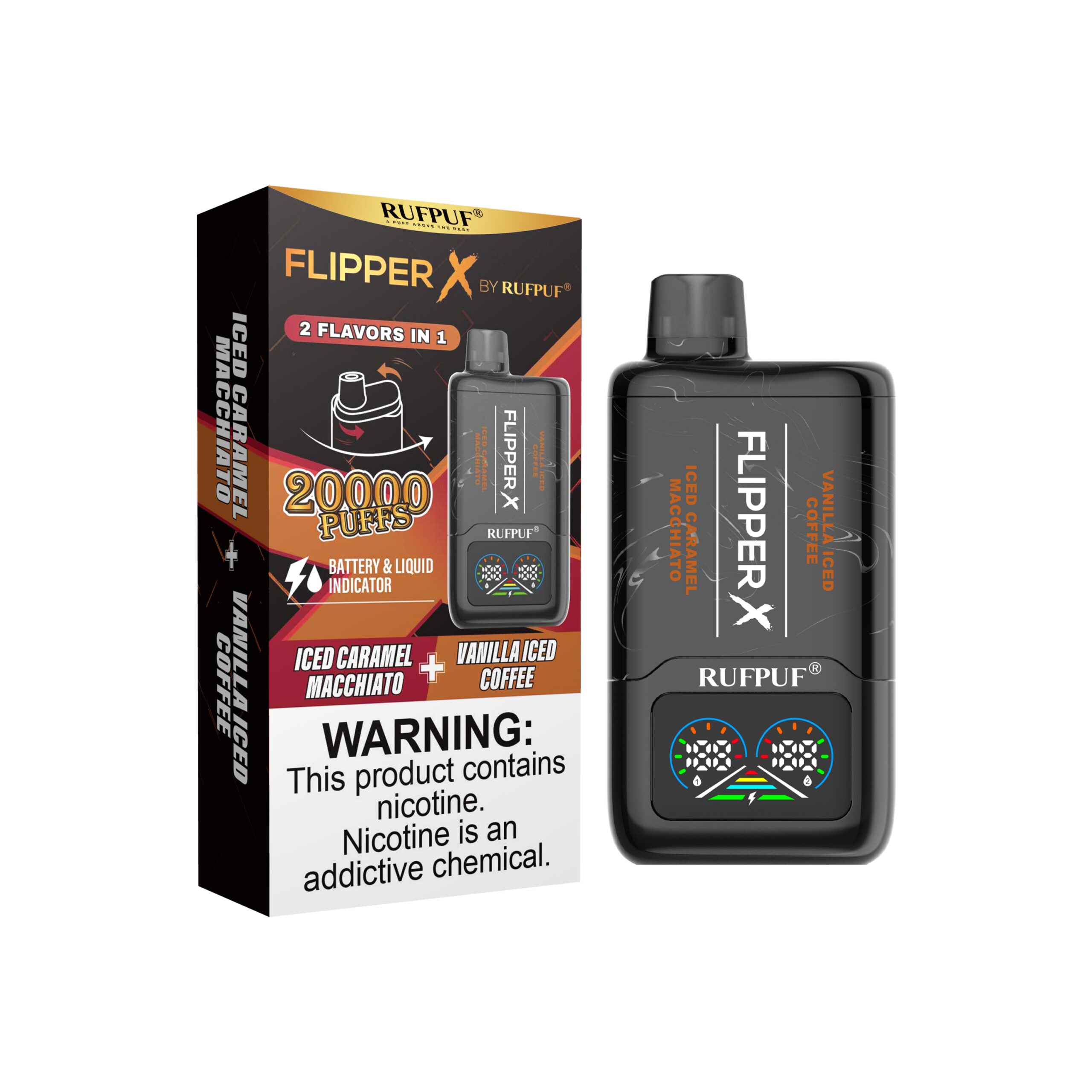 FLIPPER X 20K PUFFS - Caramel Macchiato + Vanilla Coffee / Rufpuf