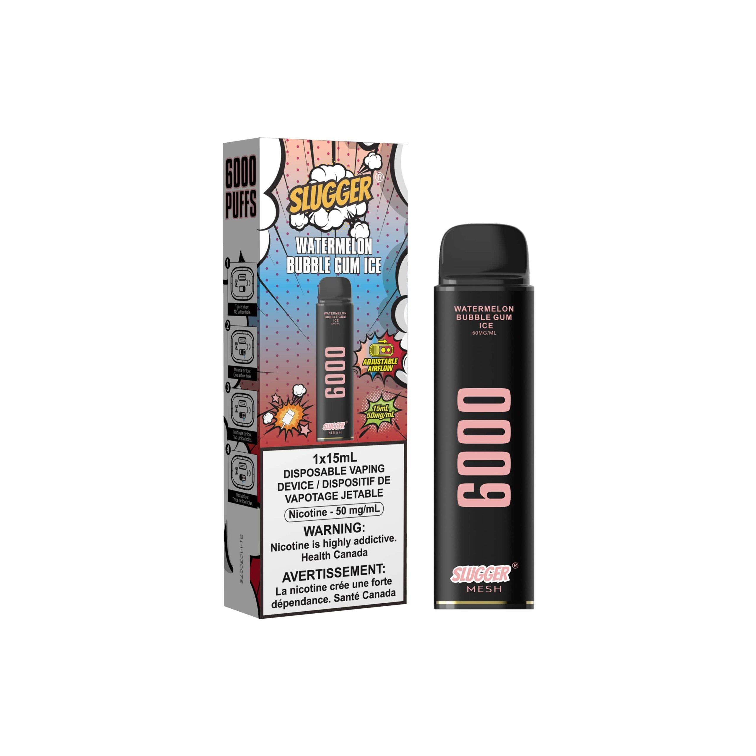 SLUGGER DISPOSABLE 6000 PUFFS WATERMELON BUBBLE GUM ICE