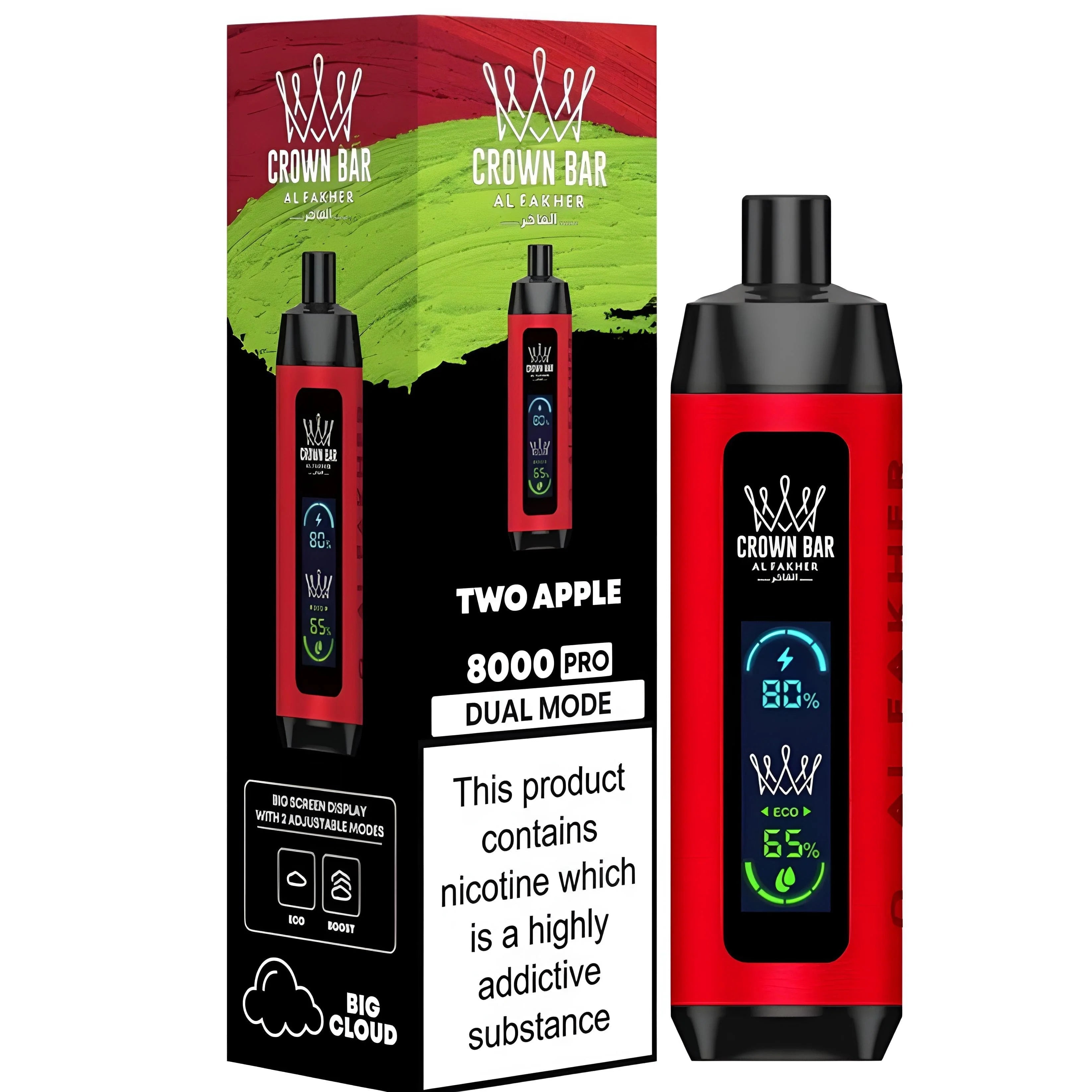 AL FAKHER CROWN BAR DISPOSABLE TWO APPLE 8000 PUFFS