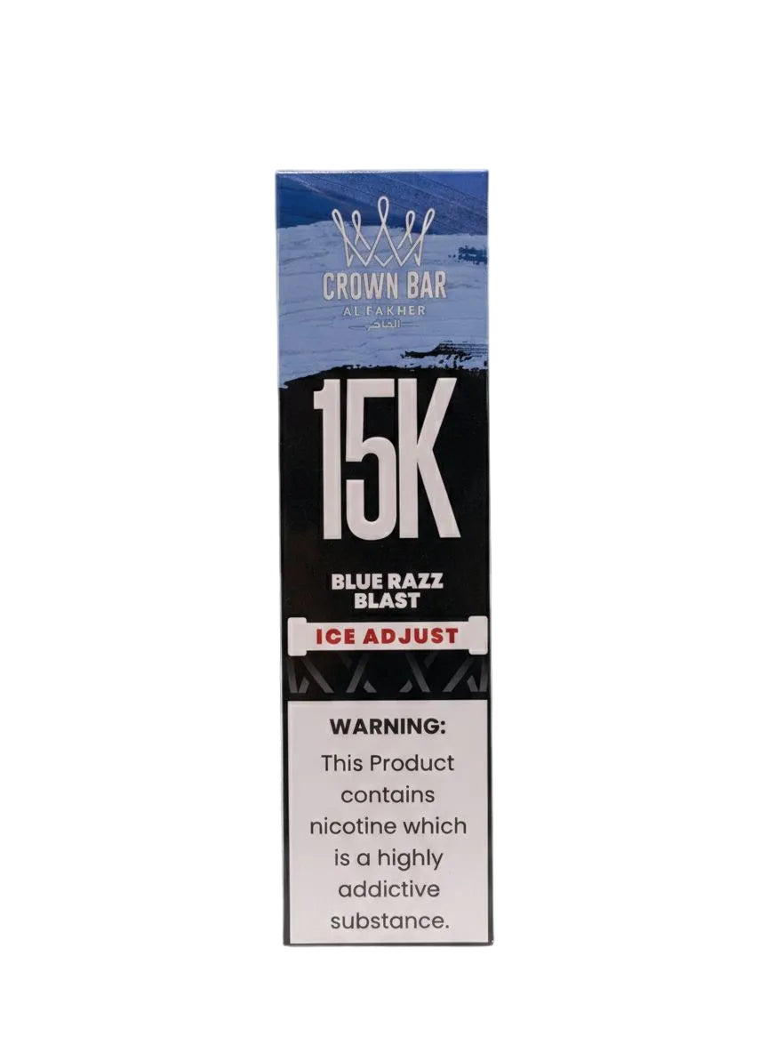 AL FAKHER CROWN BAR ICE ADJUCT DISPOSABLE BLUE RAZZ BLAST 15K PUFFS