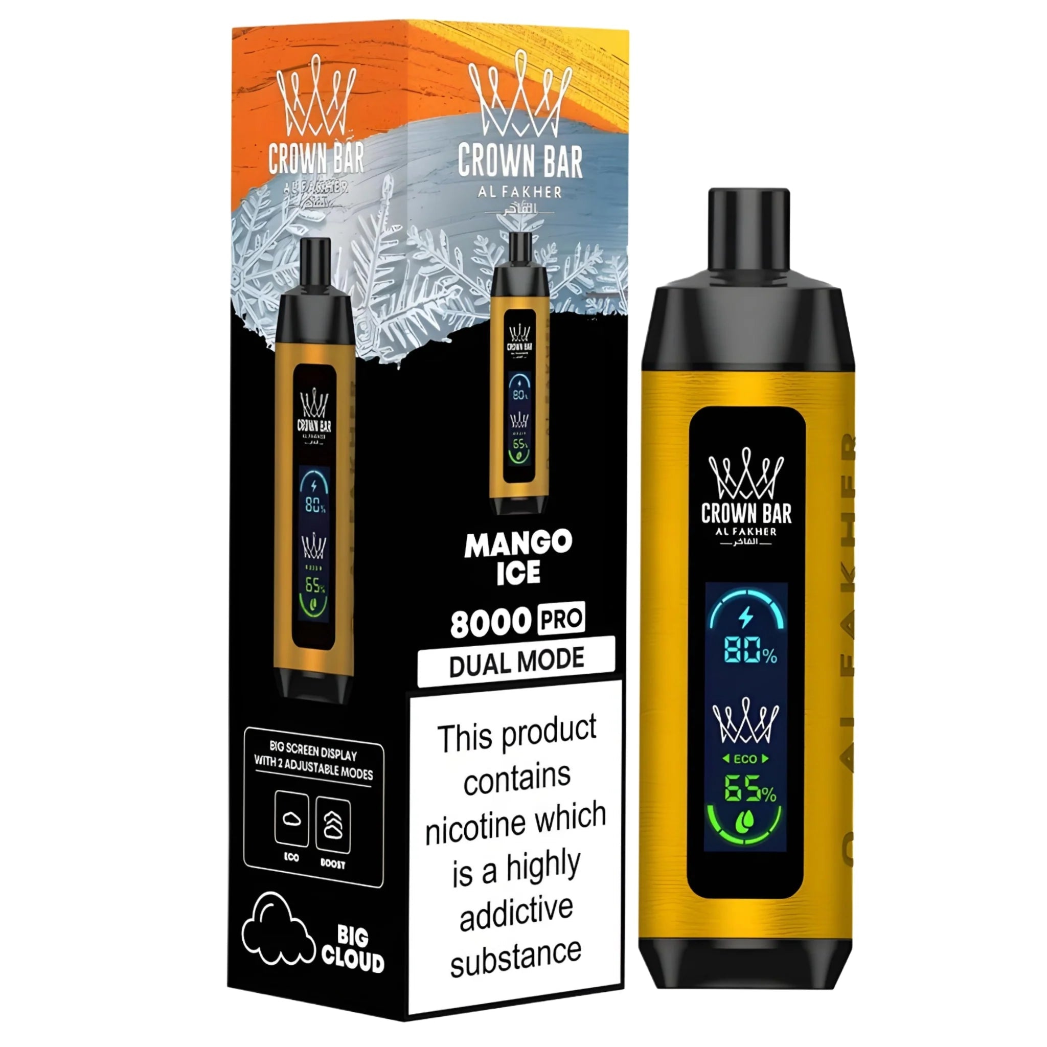 AL FAKHER CROWN BAR DISPOSABLE  COOL MANGO 8000 PUFFS