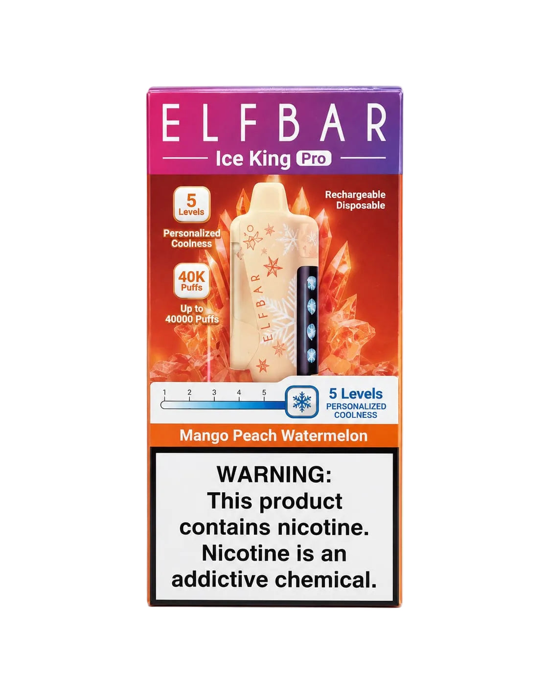 ELFBAR ICE KING PRO MANGO PEACH WATERMELON – 40,000 Puffs