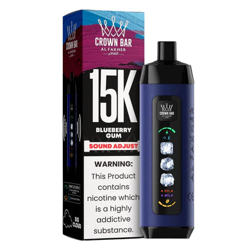 AL FAKHER CROWN BAR ICE ADJUCT DISPOSABLE BLUEBERRY GUM 15K PUFFS