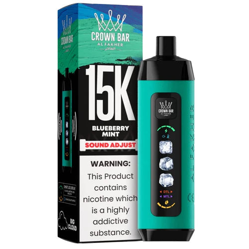 AL FAKHER CROWN BAR ICE ADJUCT DISPOSABLE BLUEBERRY MINT 15K PUFFS
