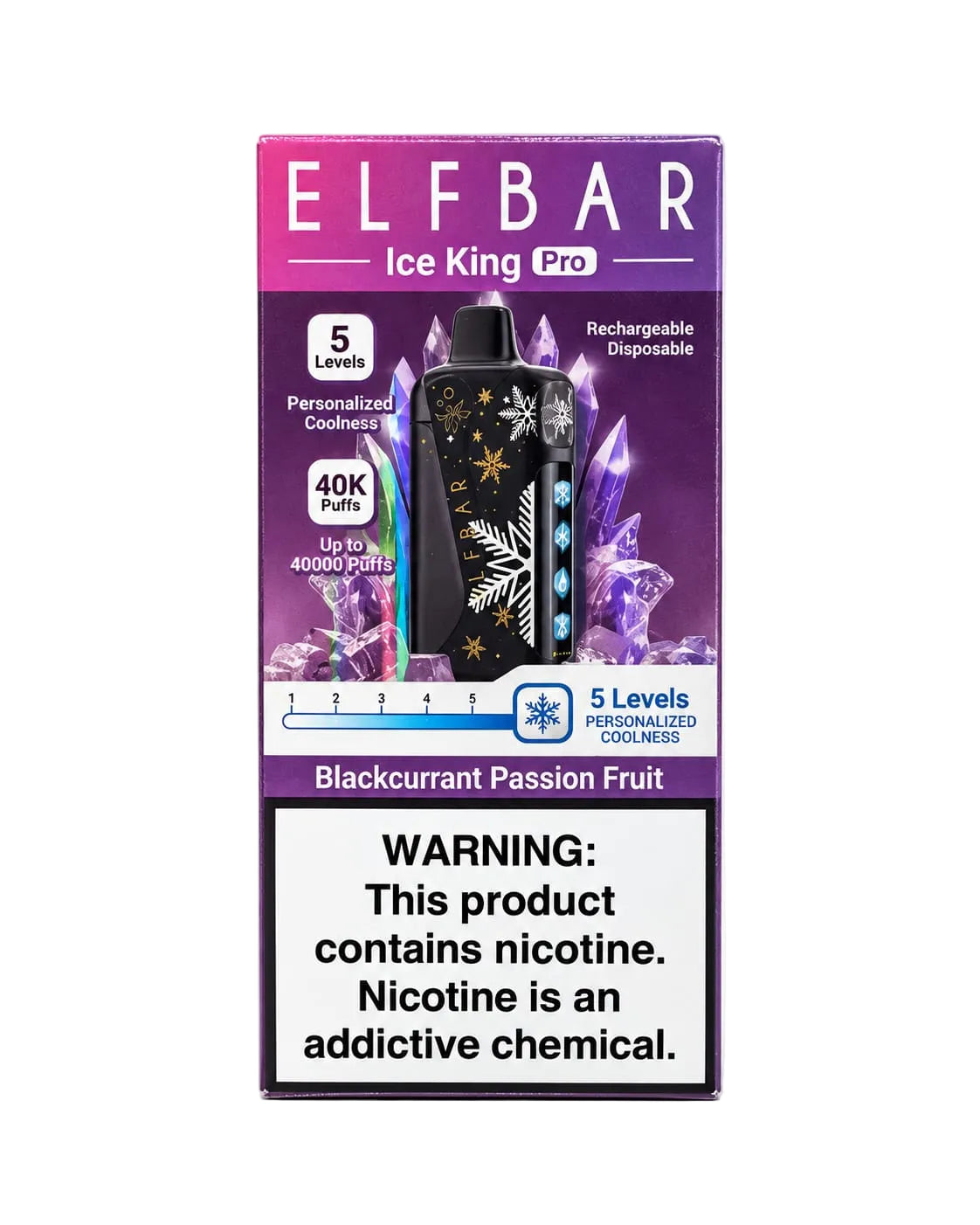 ELFBAR ICE KING PRO BLACKCURRENT PASSIONFRUIT – 40,000 Puffs