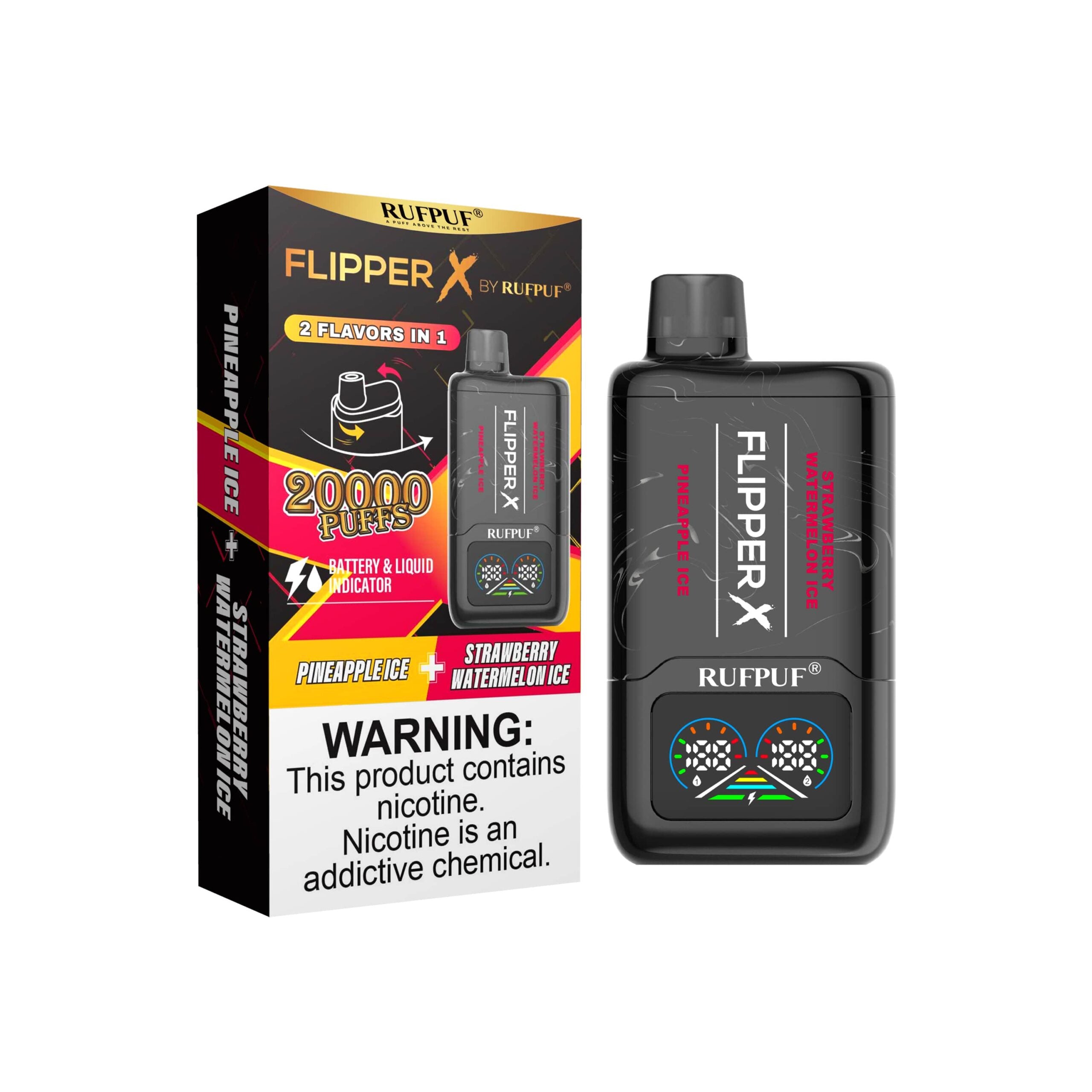 Rufpuf Flipper X 20K Puffs Pineapple Ice and Strawberry Watermelon Ice vape