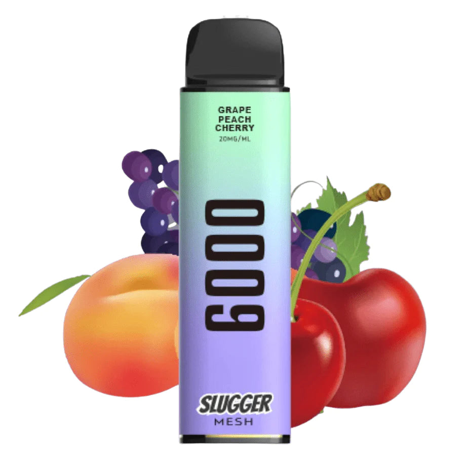 SLUGGER DISPOSABLE 6000 PUFFS – GRAPE PEACH CHERRY ICE
