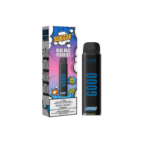 SLUGGER DISPOSABLE 6000 PUFFS PEACH BLUE RASPBERRY ICE