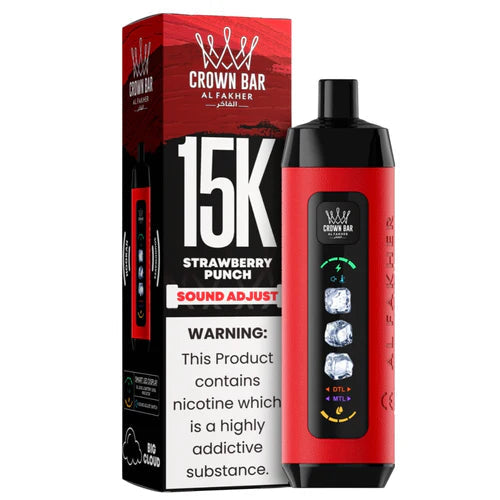 AL FAKHER CROWN BAR ICE ADJUCT DISPOSABLE STRAWBERRY PUNCH 15K PUFFS